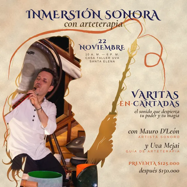 Cartel de Varitas en·cantadas, inmersión sonora con arteterapia, domingo 22 de noviembre